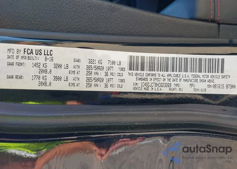 2017 Dodge Durango R/T Awd from USA, damaged, VIN 1C4SDJCT8HC623269